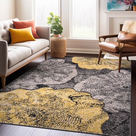 World Rug Gallery Contemporary Floral Design Non Shedding Soft Area Rug 7' 10 x 10' Yellow 400YELLOW8x10